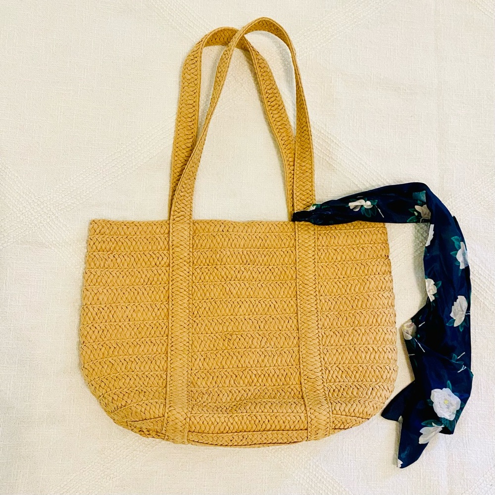 Draper James Natural Tote with Floral Scarf Matching Keds Posted Separately
